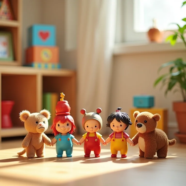 Brinquedos diversos em quarto de menina