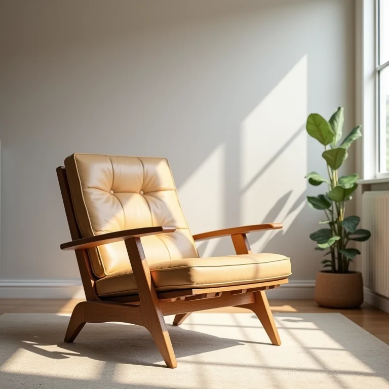 Cadeira antiga de madeira como ponto focal em uma sala moderna