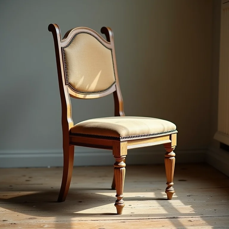 Cadeira antiga sendo restaurada com tinta moderna