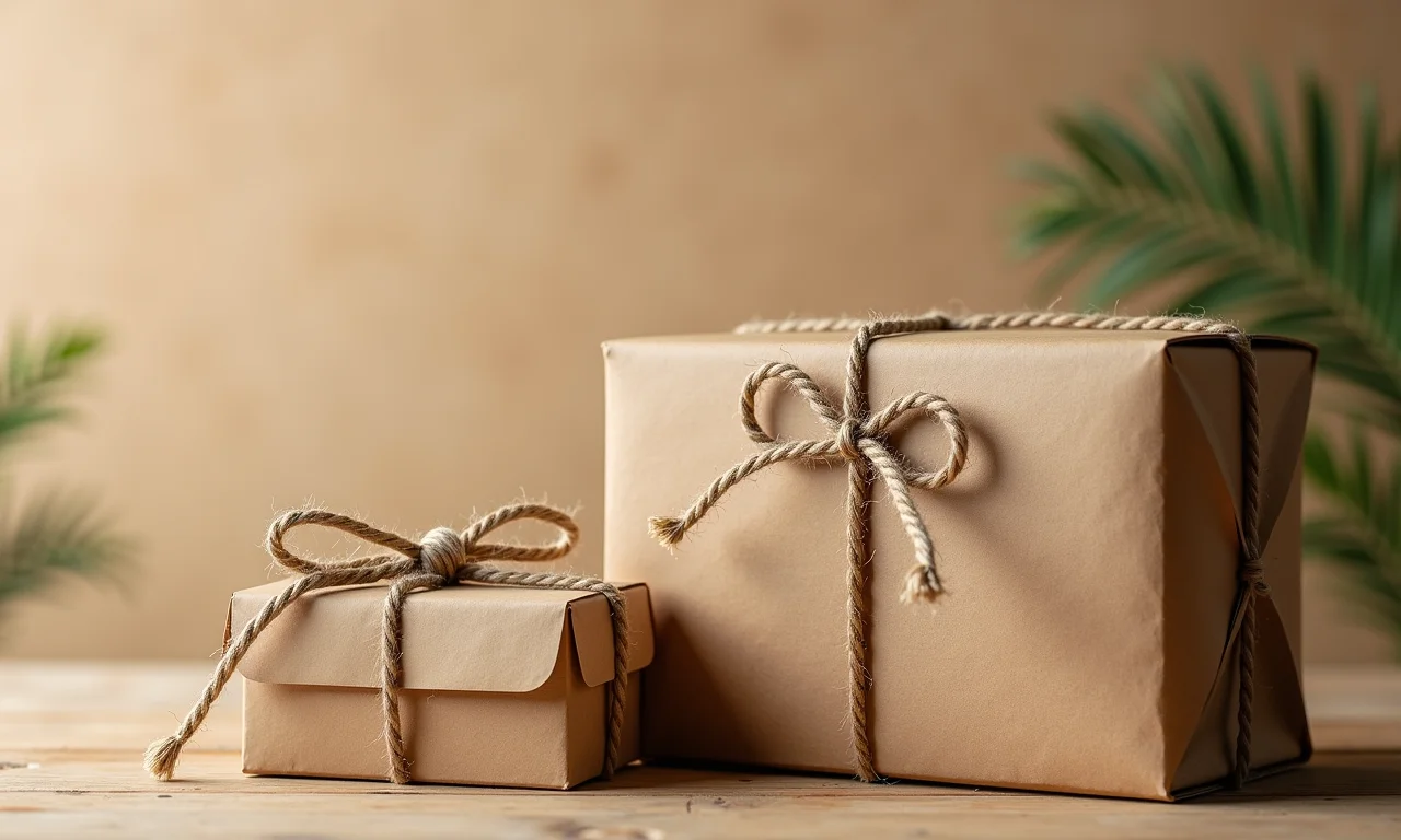 Caixas de papelão DIY com texturas e barbante rústico.