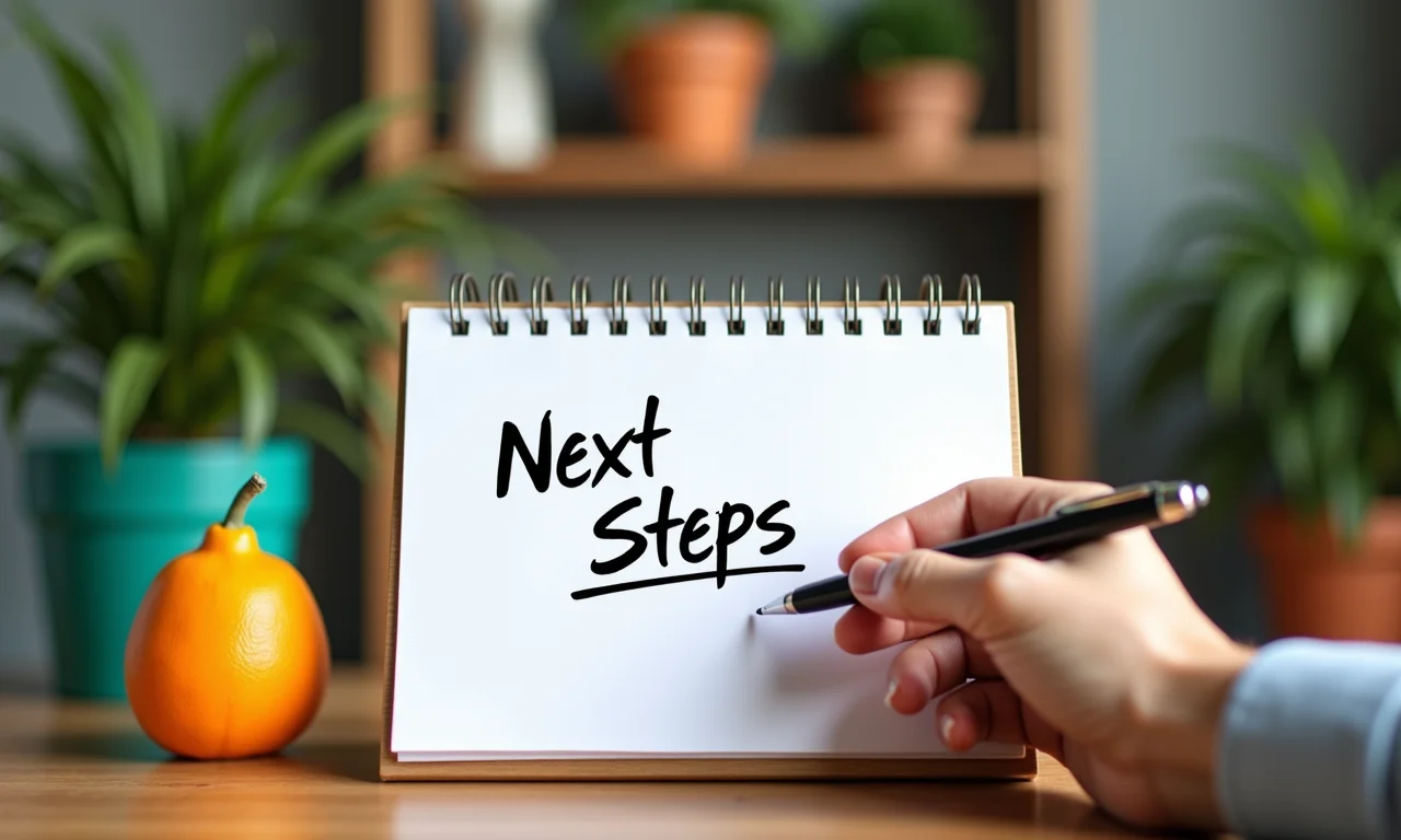 Calendário com 'Próximos Passos' marcado, decoração brasileira.