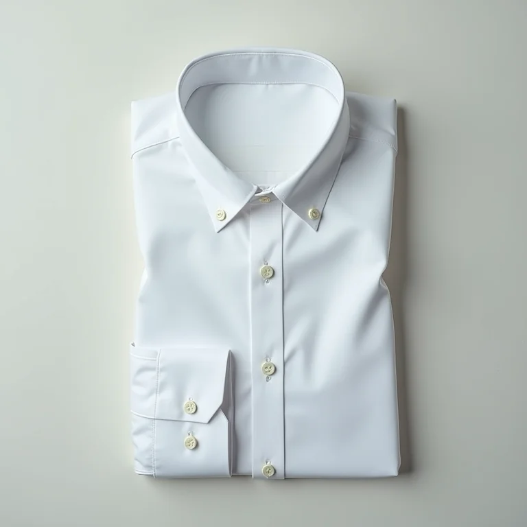 Camisa social branca impecavelmente passada.