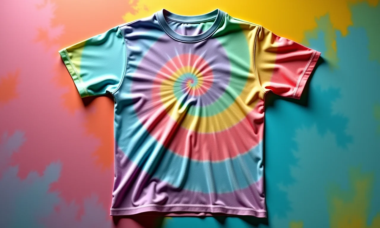 Camiseta com estampa tie dye amassada.