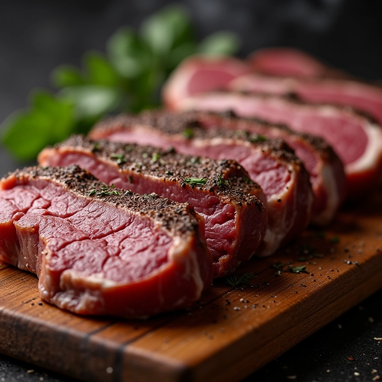 Carnes grelhadas temperadas com sal grosso e ervas.