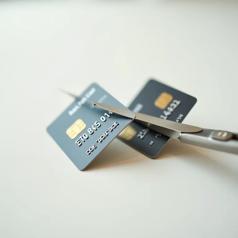 Cartão de crédito cortado ao meio simbolizando dívida quitada