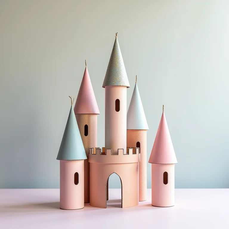Castelo mágico feito com rolos de papel para crianças