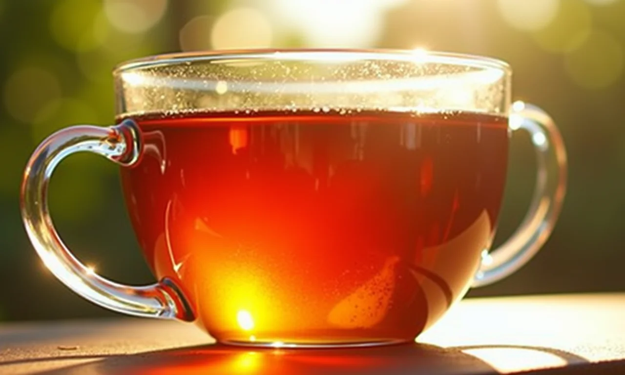 Chá de amora em copo de vidro destacando suas propriedades antioxidantes.