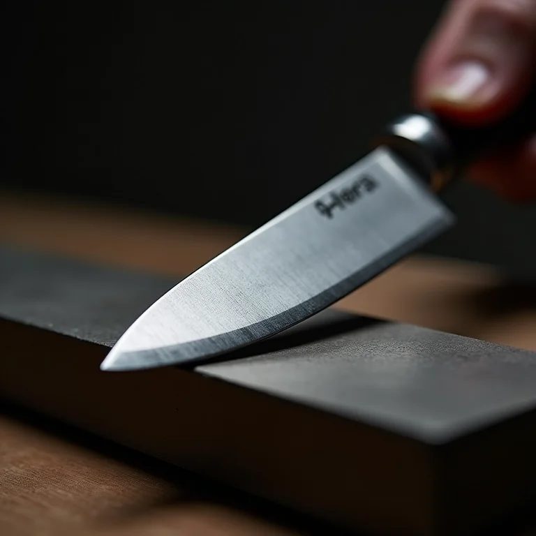 Chaira alinhando o fio de uma faca