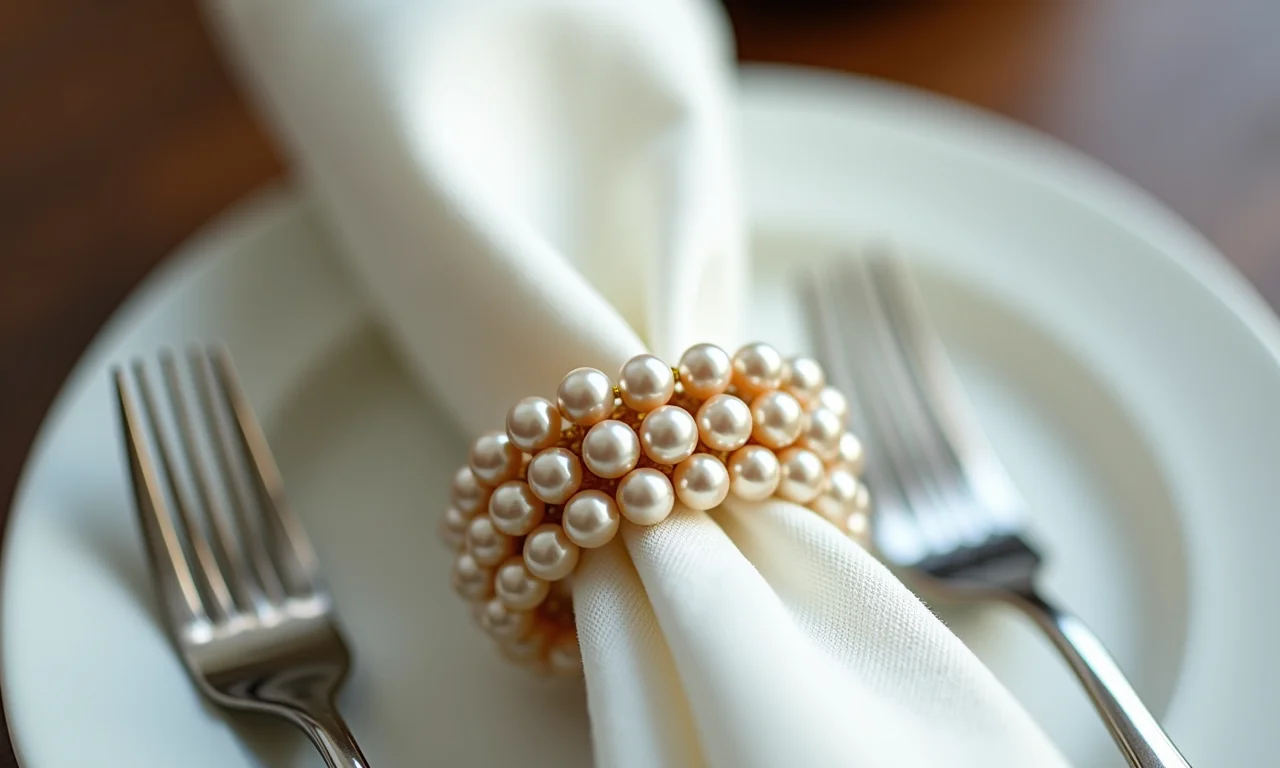 Charme atemporal dos porta guardanapos de pérolas.