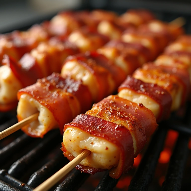 Espetinho de frango com bacon