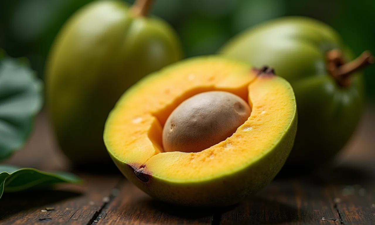 Close-up da fruta cupuaçu, o cacau da Amazônia.