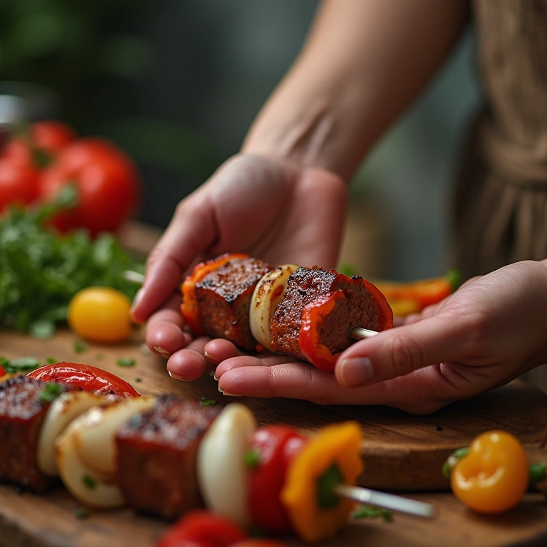 Preparando espetinho em casa