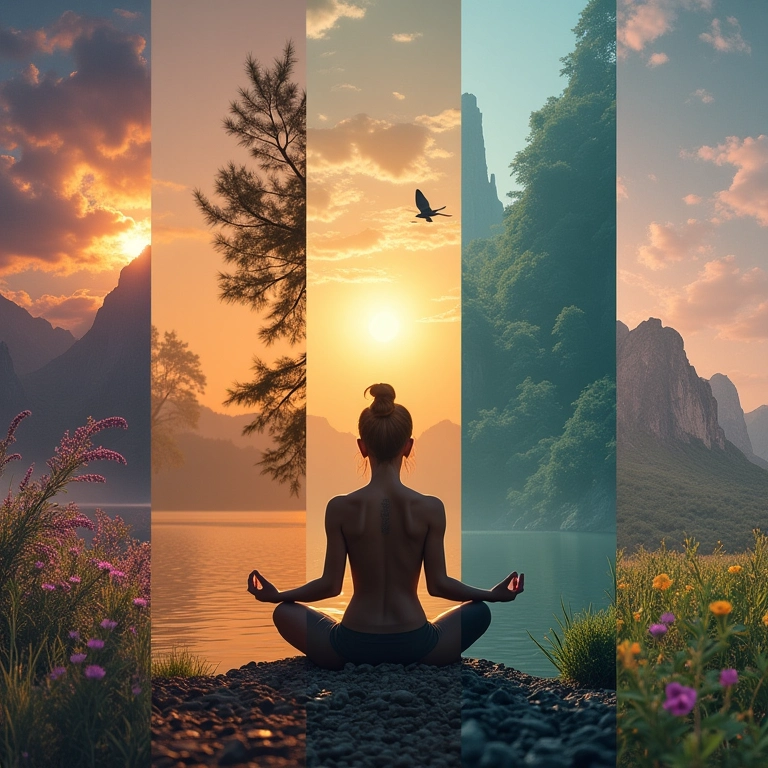 Colagem de diferentes estilos de meditação.