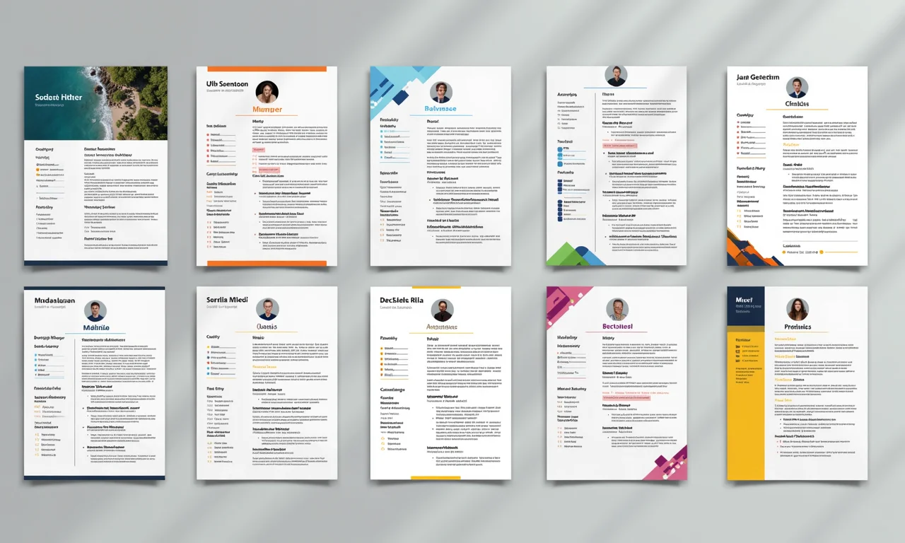 Coleção de modelos de currículo criativos com diferentes estilos de design.