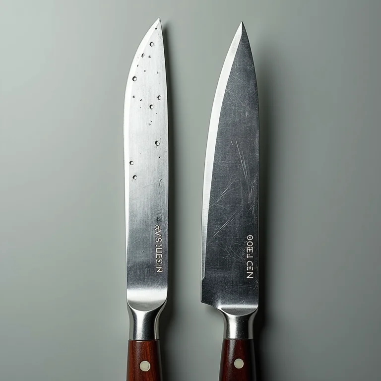 Comparação de faca cega e faca afiada