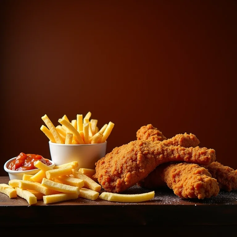 Composição de alimentos fritos e processados.