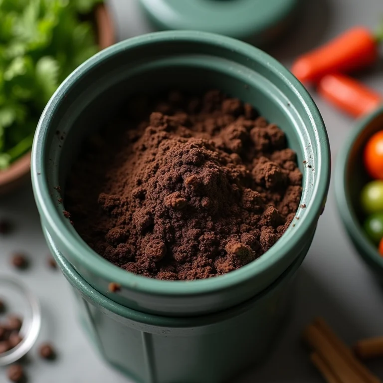 Composteira com filtro de carvão ativado para evitar odores.