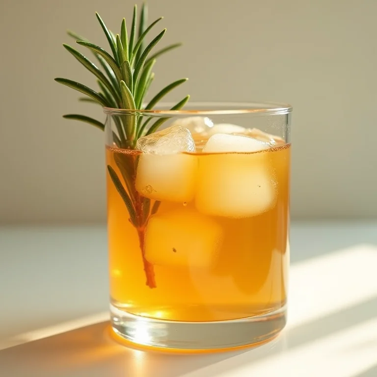 Copo de chá de alecrim gelado.