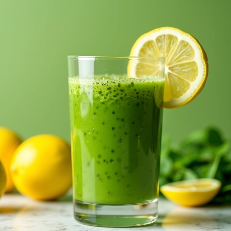 Copo de smoothie detox com limão.