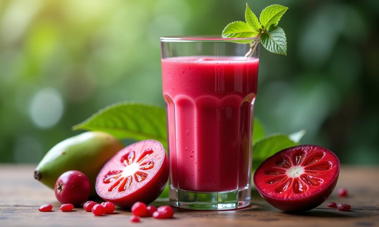 Copo de suco e smoothie de bilimbi.