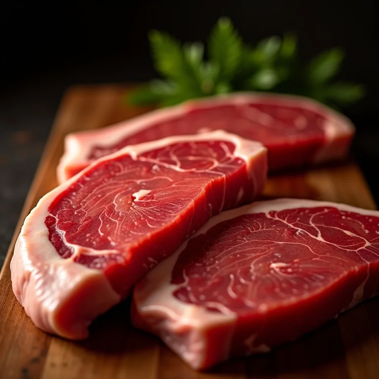 Cortes de carne vermelha com alto teor de gordura.