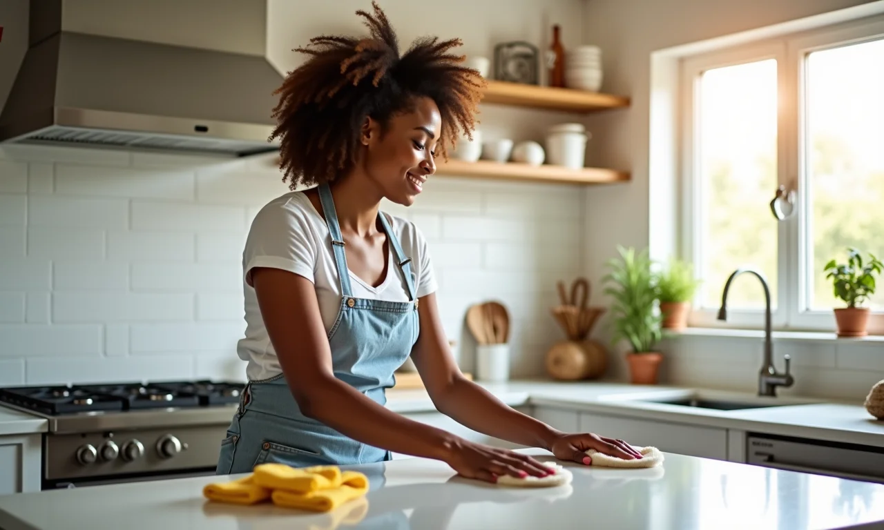 Cozinha moderna com bucha vegetal na limpeza.