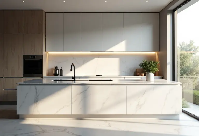 Cozinha moderna com piso de granito