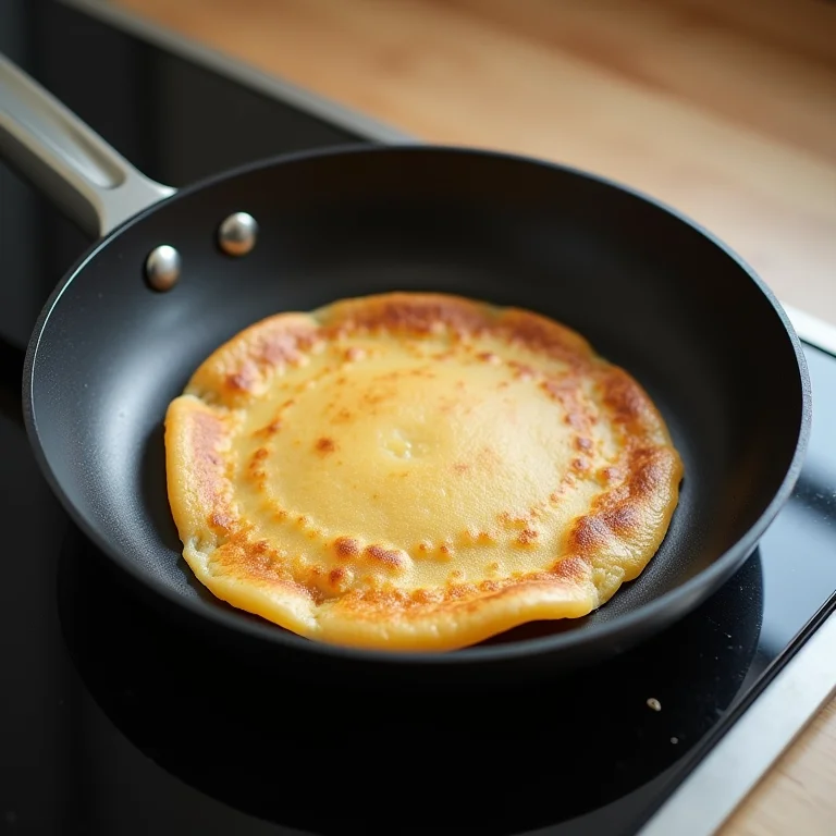 Crepe deslizando facilmente de frigideira antiaderente.