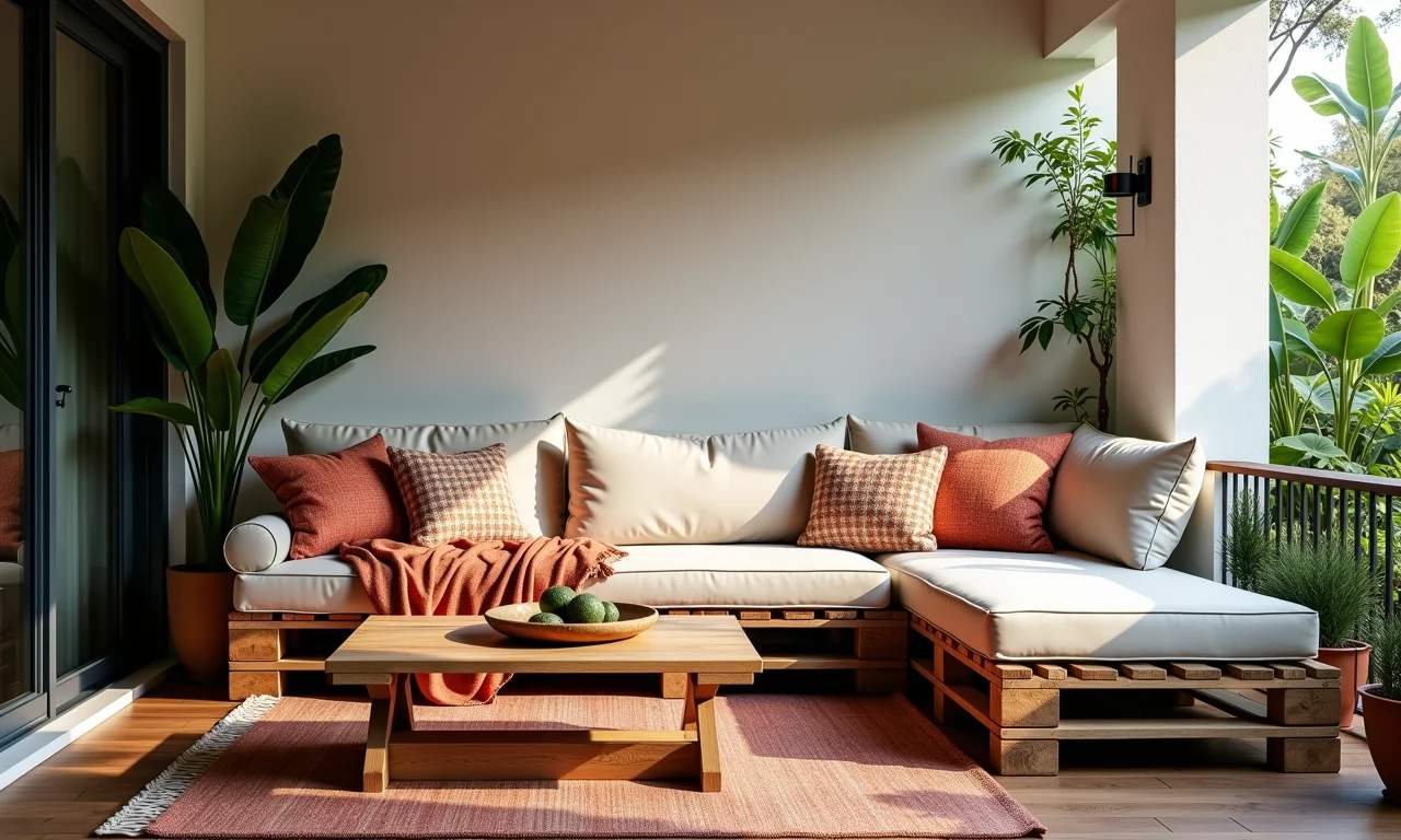 Criando o assento e o encosto do sofá de palete com almofadas confortáveis.