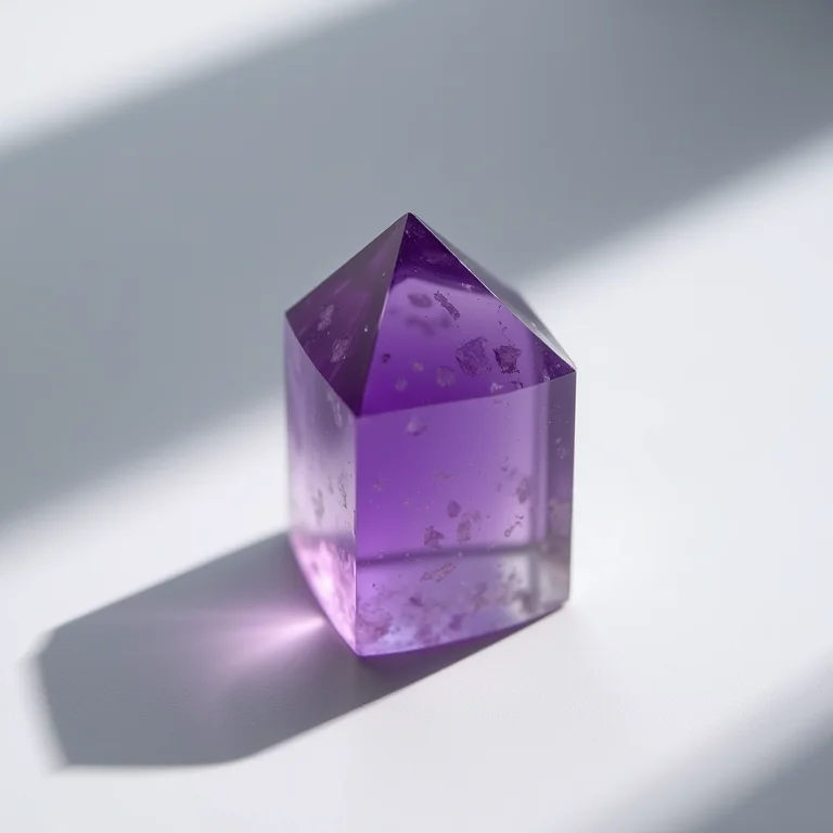 Cristal ametista sobre fundo cinza