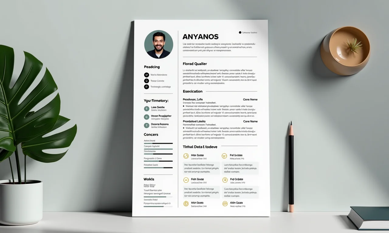 Currículo criativo de uma página destacando qualificações chave.
