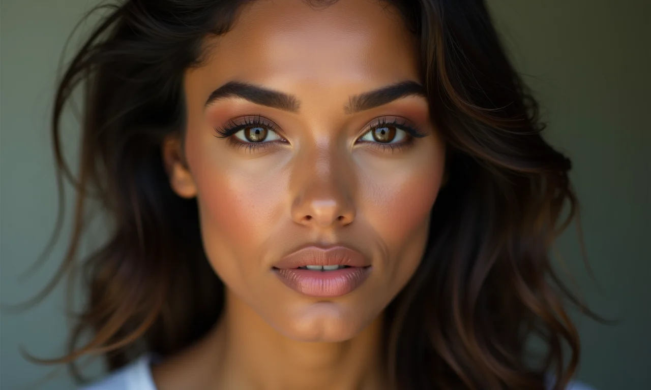 Cut crease sutil em mulher brasileira com maquiagem leve.