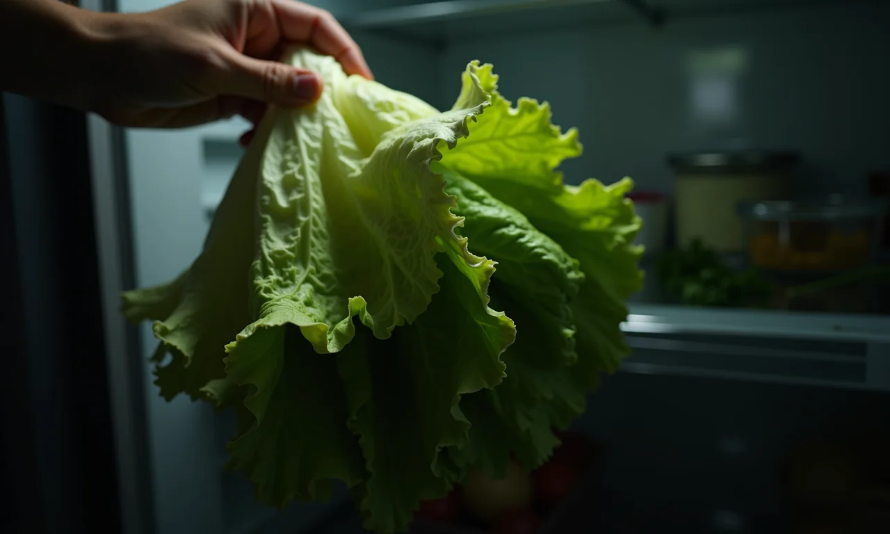 Descartando alface murcha da geladeira.