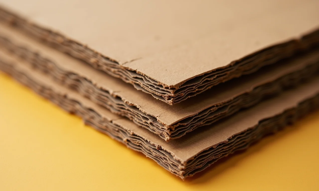 Detalhe da estrutura interna do papelão ondulado reforçado.