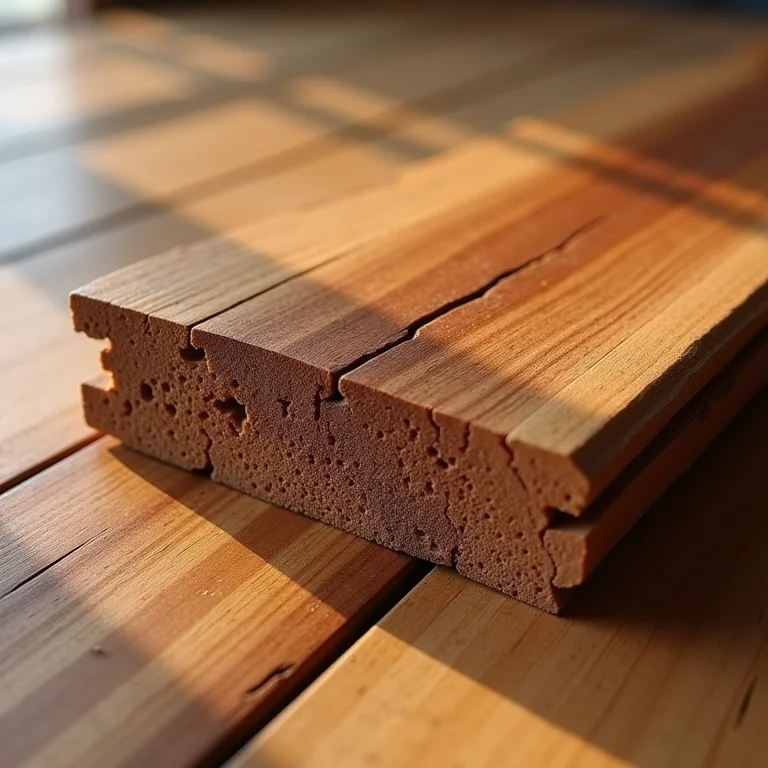 Detalhe da estrutura resistente do assoalho de eucalipto