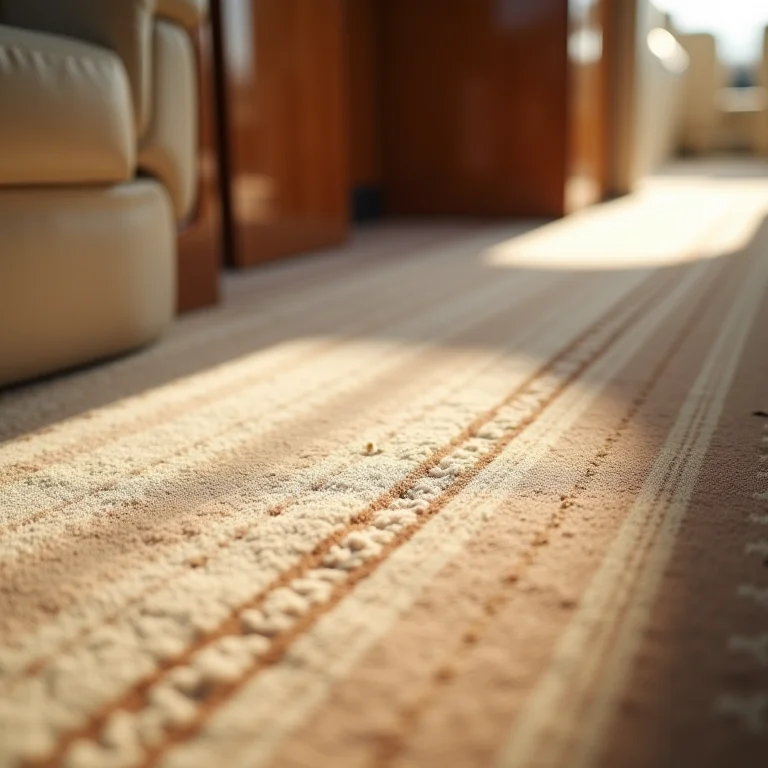 Detalhe da textura de um carpete luxuoso em um avião particular