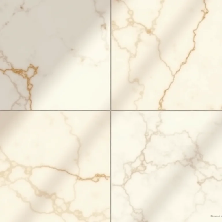 Detalhe de azulejos de mármore travertino.