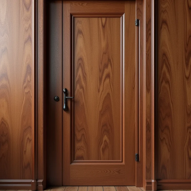 Detalhe de porta de madeira resistente e durável