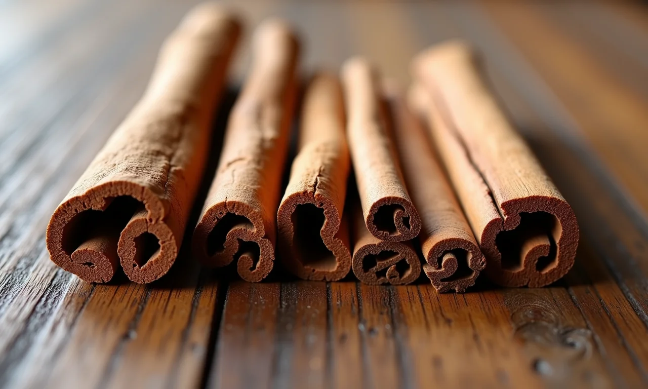 Diferentes tipos de canela em pau.