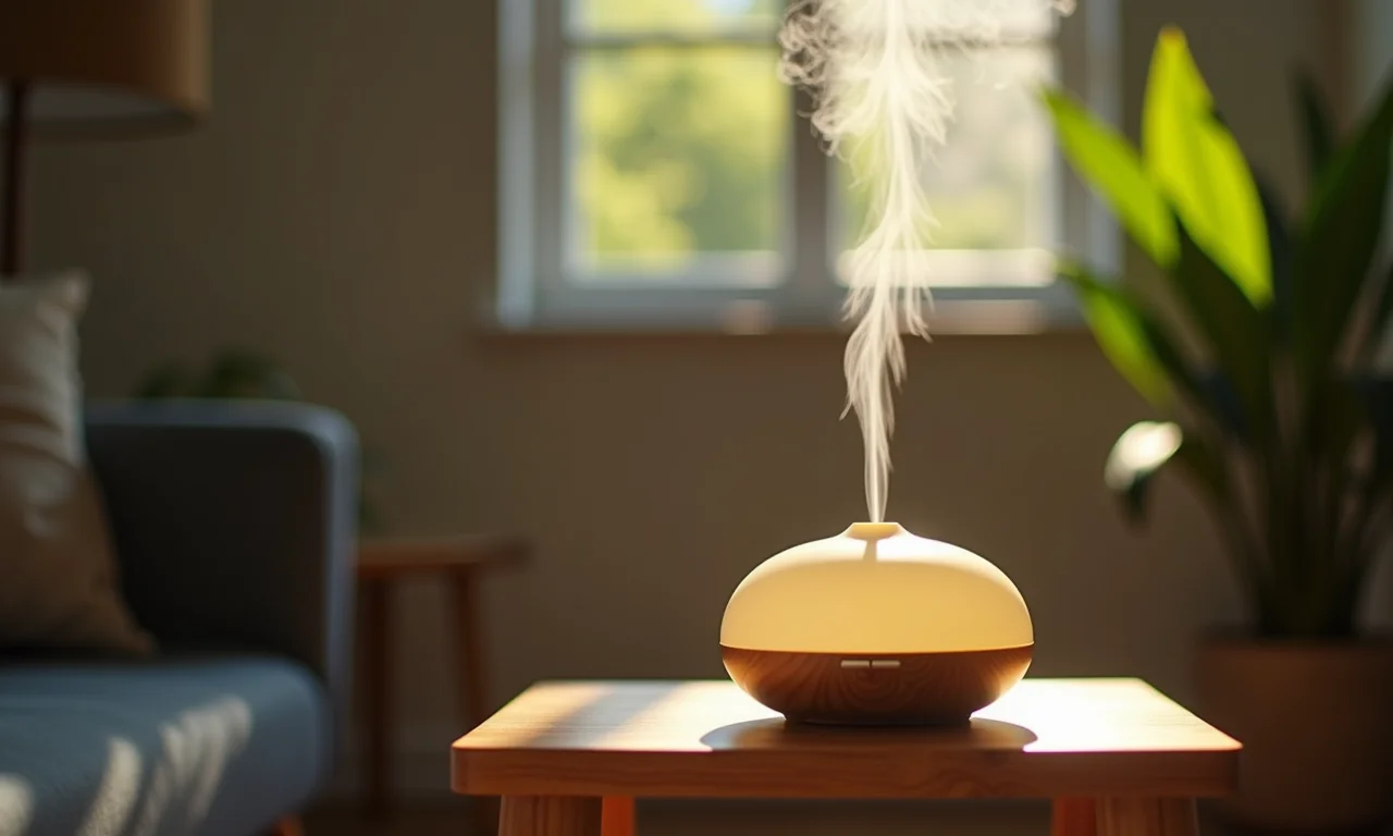 Difusor de óleo essencial de capim-limão em ambiente relaxante.