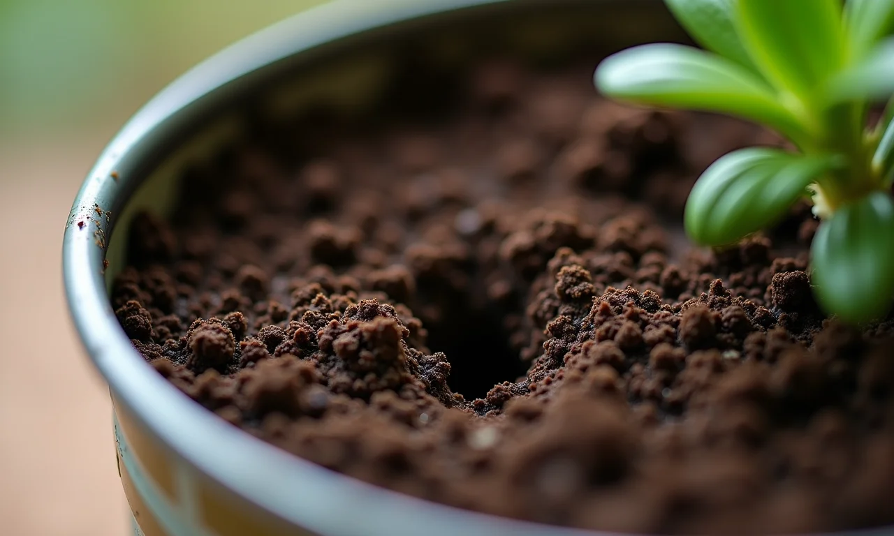 Drenagem correta em vaso de lata.