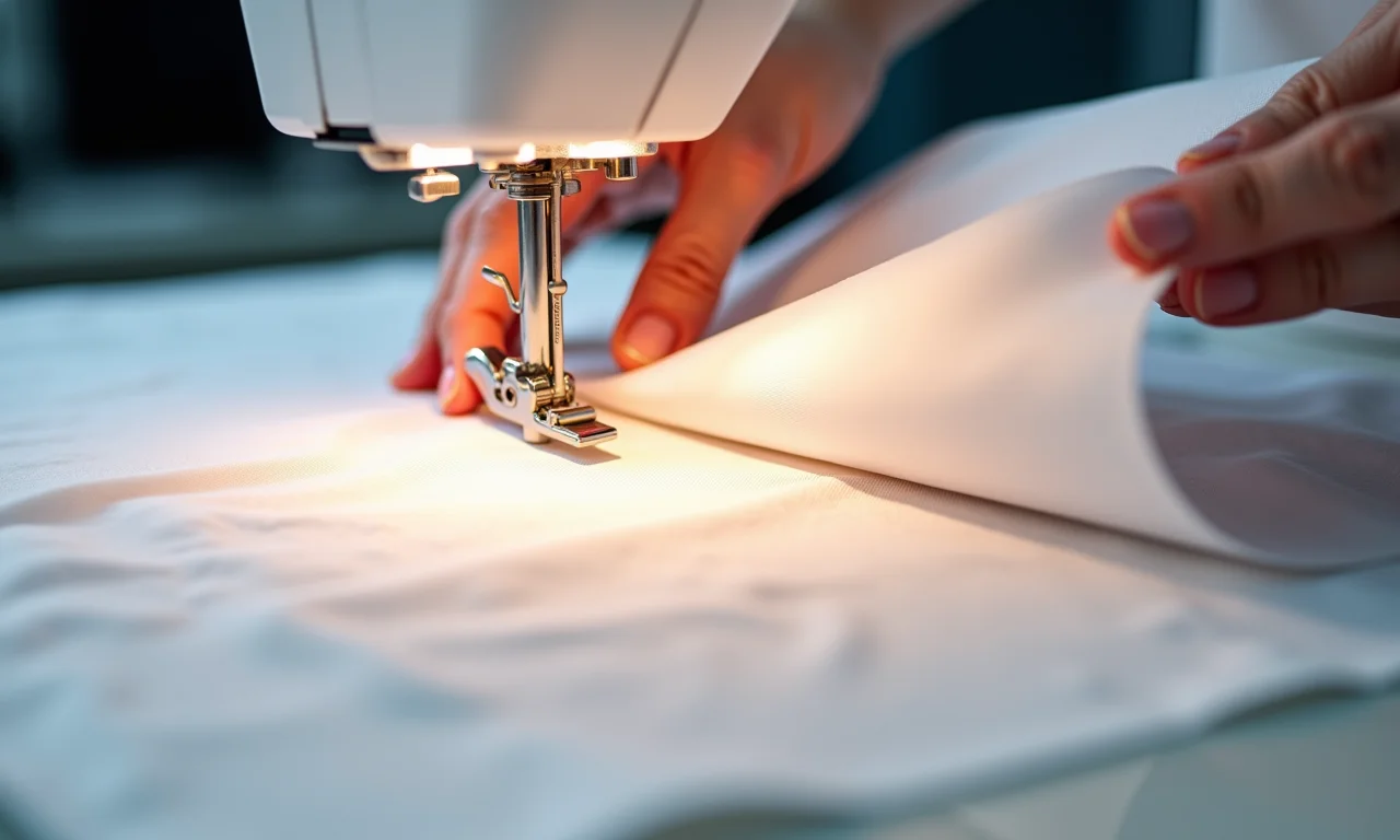 Entretela de papel sendo aplicada em tecido para bordado.