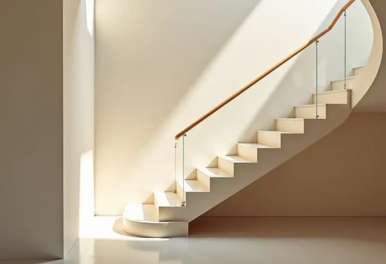 Escada moderna com corrimão elegante.