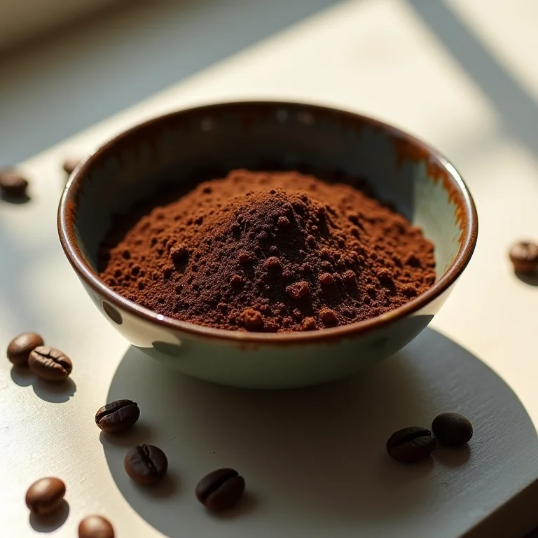 Esfoliação caseira de café em uma tigela com grãos de café