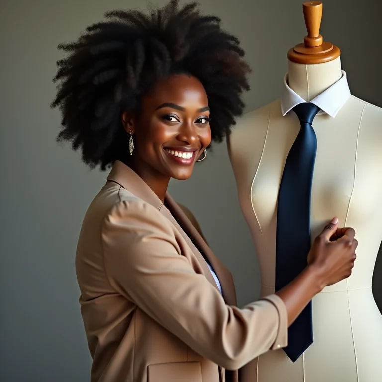 Especialista ensinando como dar um nó de gravata.