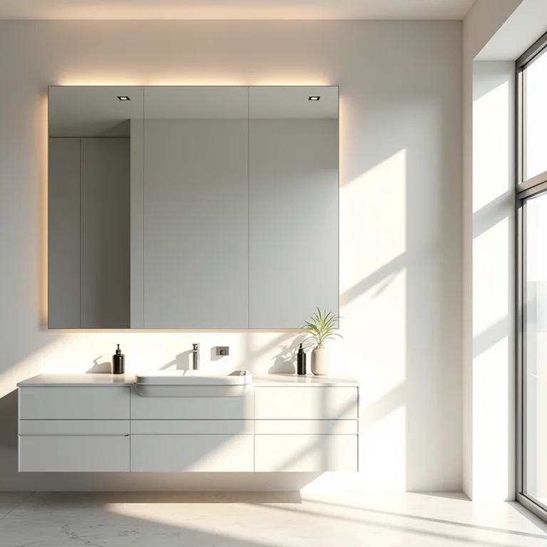 Espelho amplo em banheiro pequeno ampliando o espaço