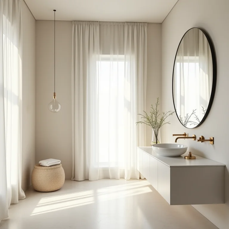 Espelho amplo em banheiro pequeno ampliando o espaço.