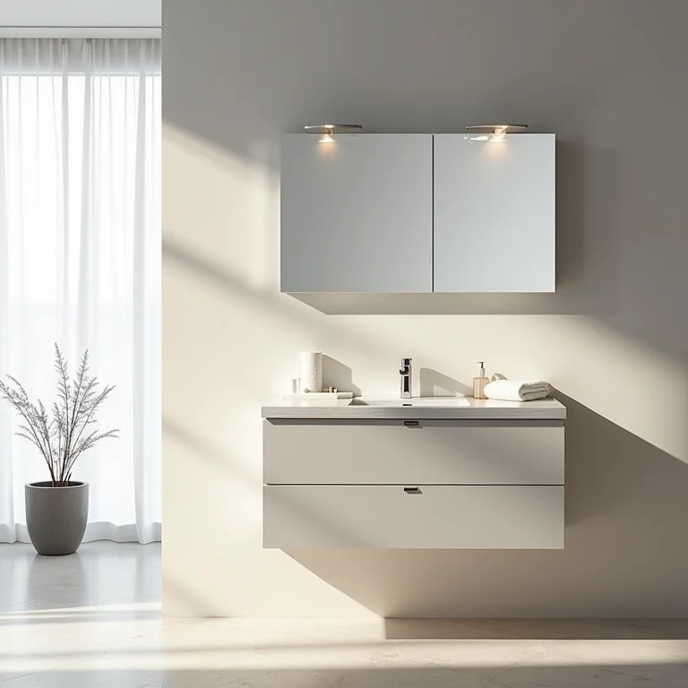 Estilo e modernidade com armário aéreo na decoração do banheiro