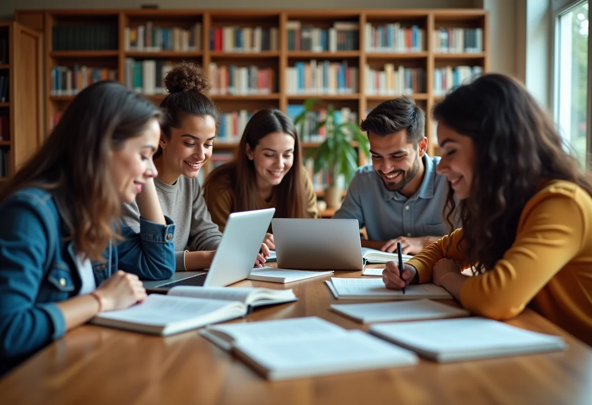 Enem: Descubra a pontuação ideal para o curso dos seus sonhos Estudantes diversos estudando para o Enem em grupo