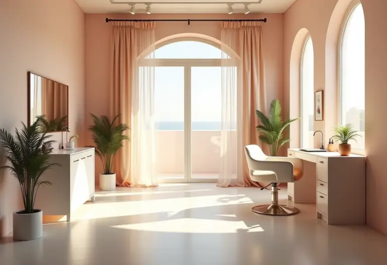 Estúdio de beleza moderno com iluminação natural